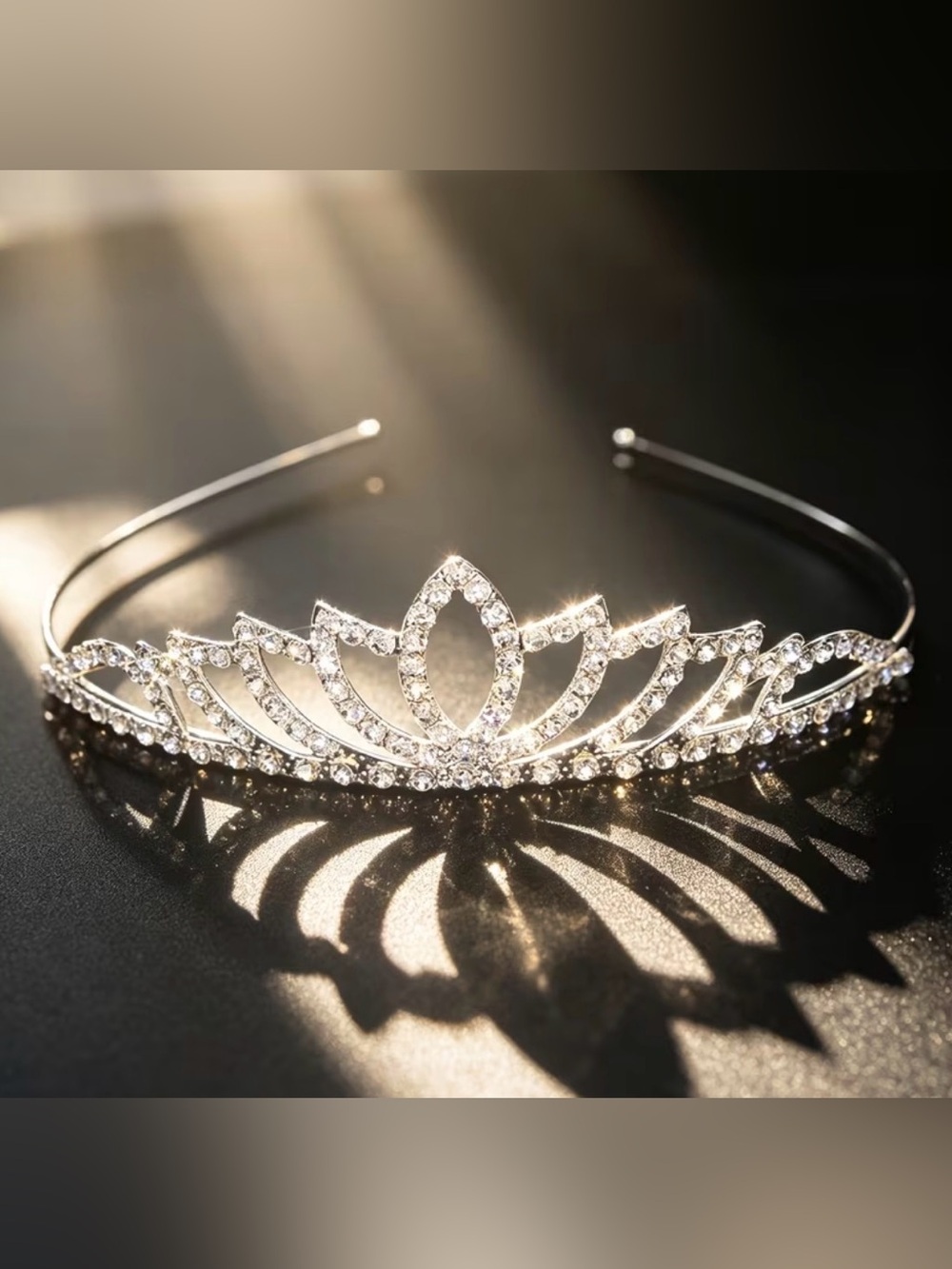 Silver Rhinestone Tiara Headband - Elegant Sparkling Crown